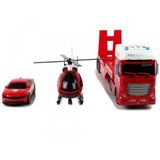 Hasičské prepravné auto s helikoptérou a autom