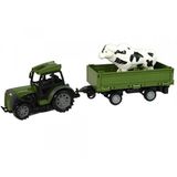 Zelený traktor s vlečkou a zvieratkom na diaľkové ovládanie
