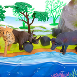 Súprava divokých zvierat zo safari s doplnkami a podložkou