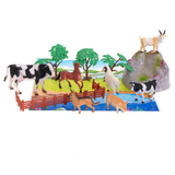 Súprava domácich zvierat z farmy s doplnkami a podložkou