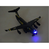 Vojenské lietadlo so svetelnými a zvukovými efektmi čierne