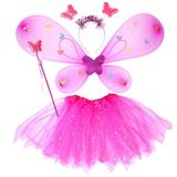 Svietiaci kostým motýlia víla s krídlami tmavo ružový