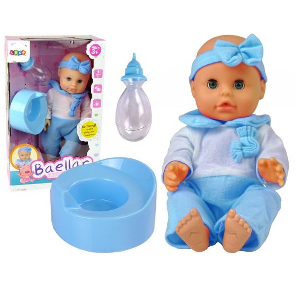 E-shop Bábika bábätko v modrej pyžame pije a ciká