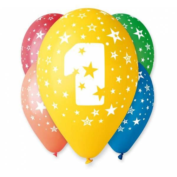 E-shop Balóny 30 cm s číslom 1 - 5 ks