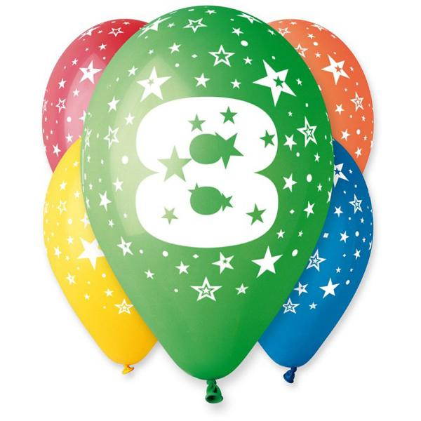 E-shop Balóny 30 cm s číslom 8 - 5 ks