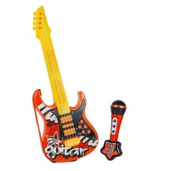 E-shop Červená elektrická rocková gitara s mikrofónom
