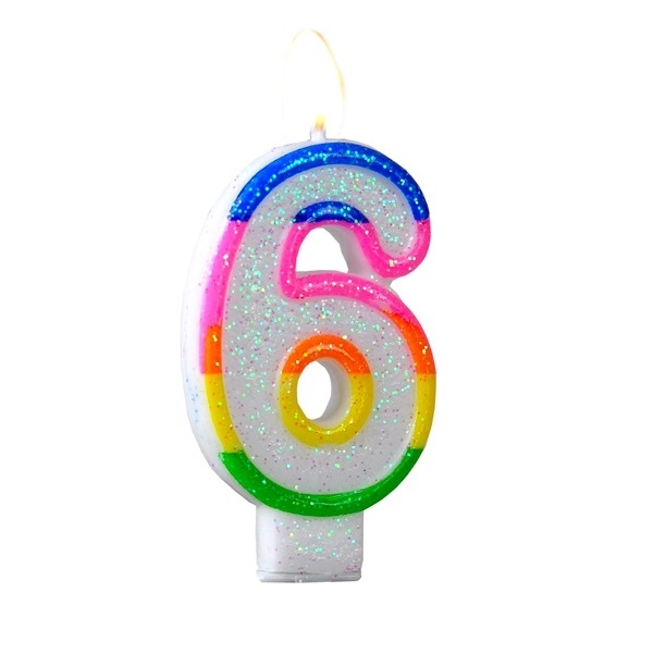 E-shop Narodeninová sviečka s perleťou v tvare 6