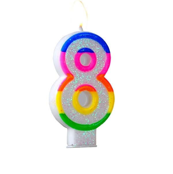 E-shop Narodeninová sviečka s perleťou v tvare 8