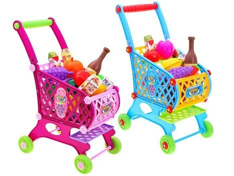 Detský nákupný vozík s potravinami