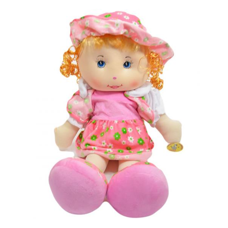 Látková bábika v kvietkovanom oblečení 60 cm