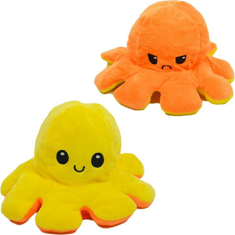 Plyšová obojstranná chobotnica oranžovo žltá