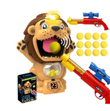 Strieľajúca hra lev - puška na penové loptičky a terč v tvare leva