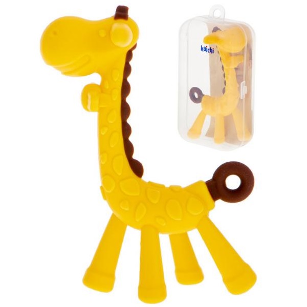 E-shop Silikónové hryzátko žltá žirafa na masírovanie ďasien